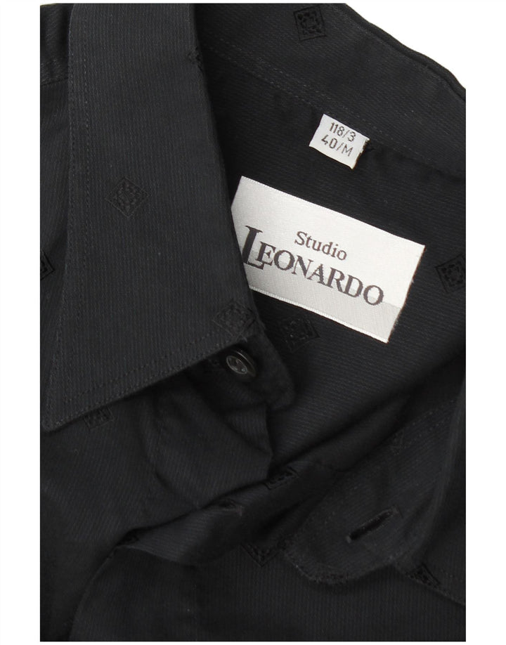 Studio Leonardo Camisa Manga Corta Hombre Talla 40 Medium Negro Geométrico