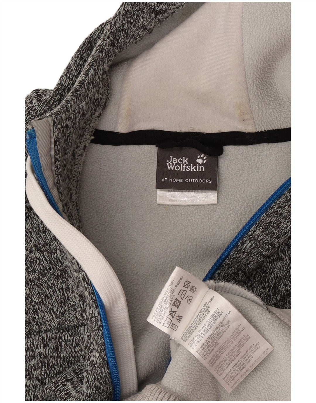 Jack Wolfskin Suéter con capucha y cremallera gráfica para hombre Poliéster moteado gris grande