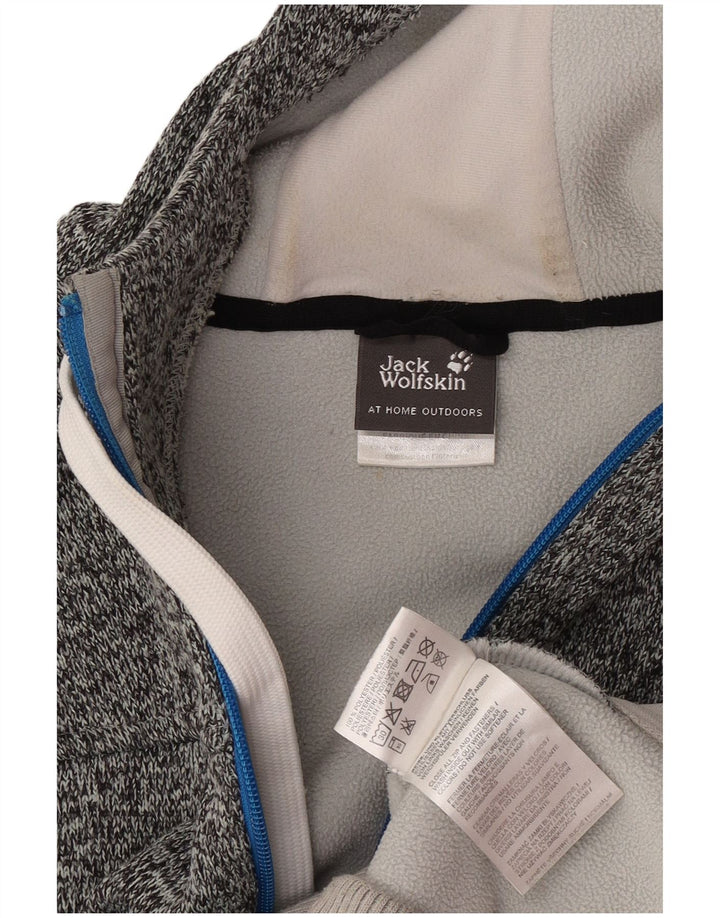 Jack Wolfskin Suéter con capucha y cremallera gráfica para hombre Poliéster moteado gris grande