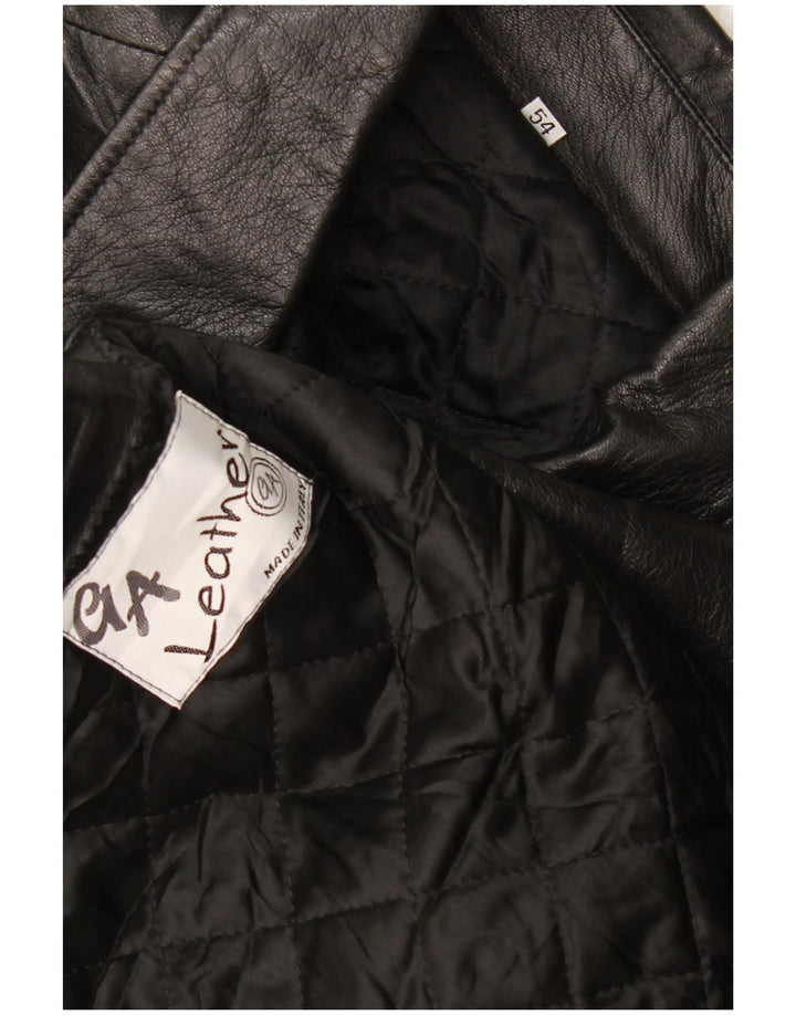 Chaqueta de cuero vintage para hombre IT 54 2XL cuero negro