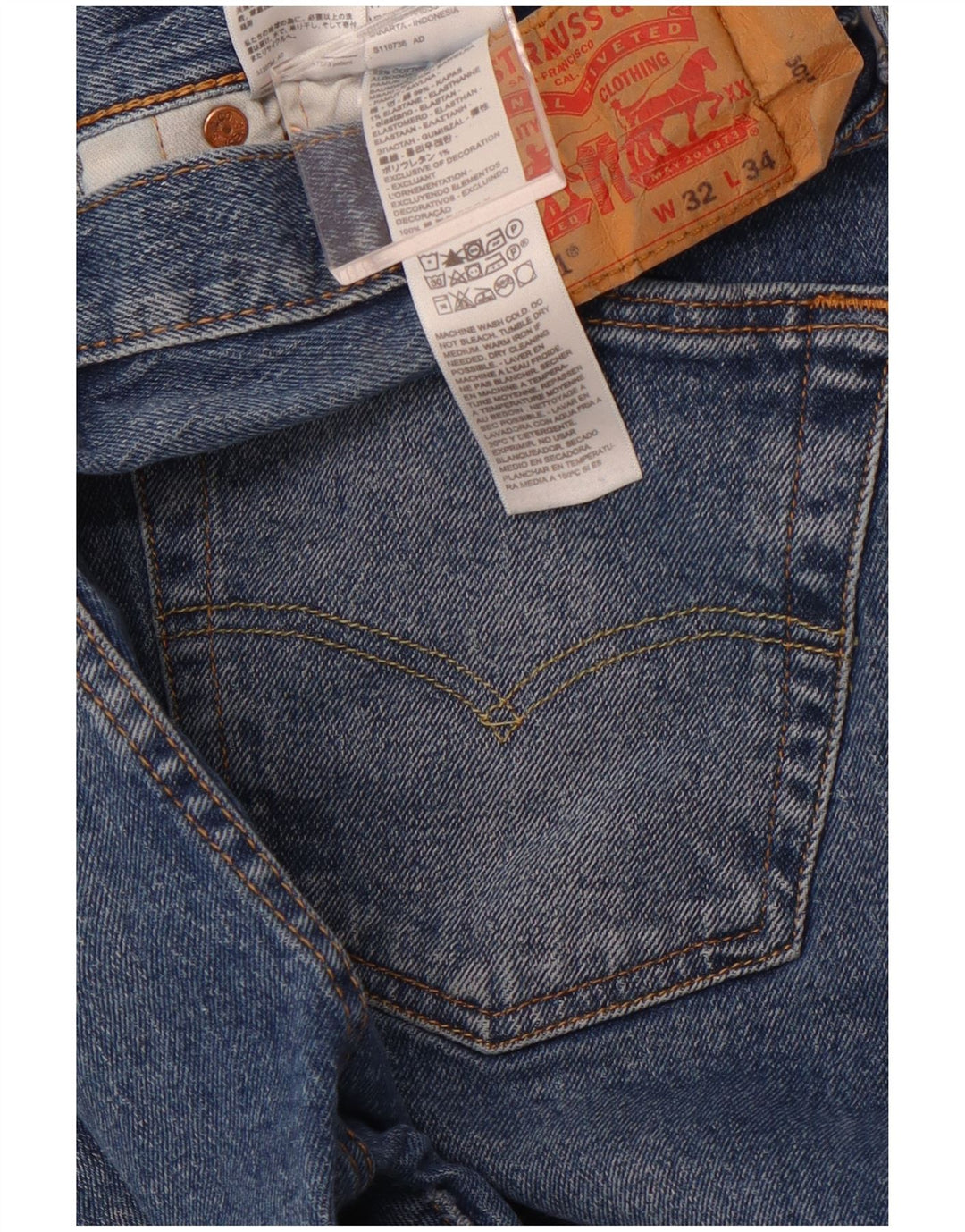 LEVI'S Jeans rectos 501 para hombre W32 L34 Algodón azul
