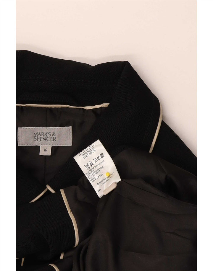 Marks & Spencer Gabardina corta para mujer UK 46 Grande Poliéster negro
