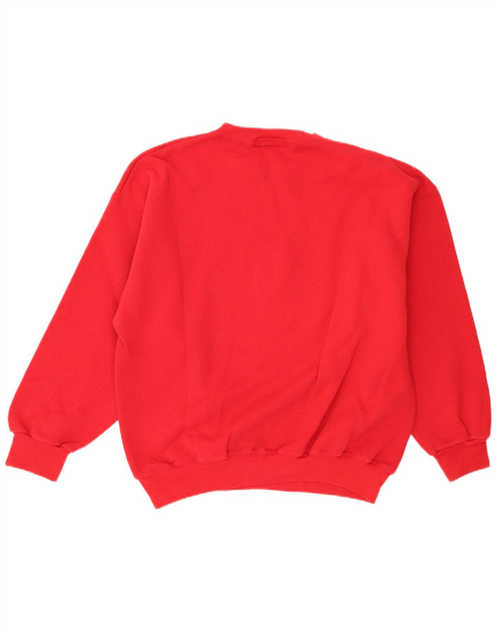 Vintage hombres sudadera gráfica jumper XL algodón rojo