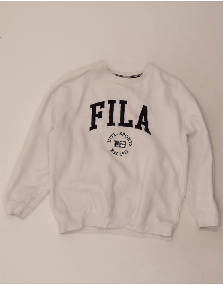 Fila Hombre Graphic Sudadera Jumper Grande Algodón Blanco