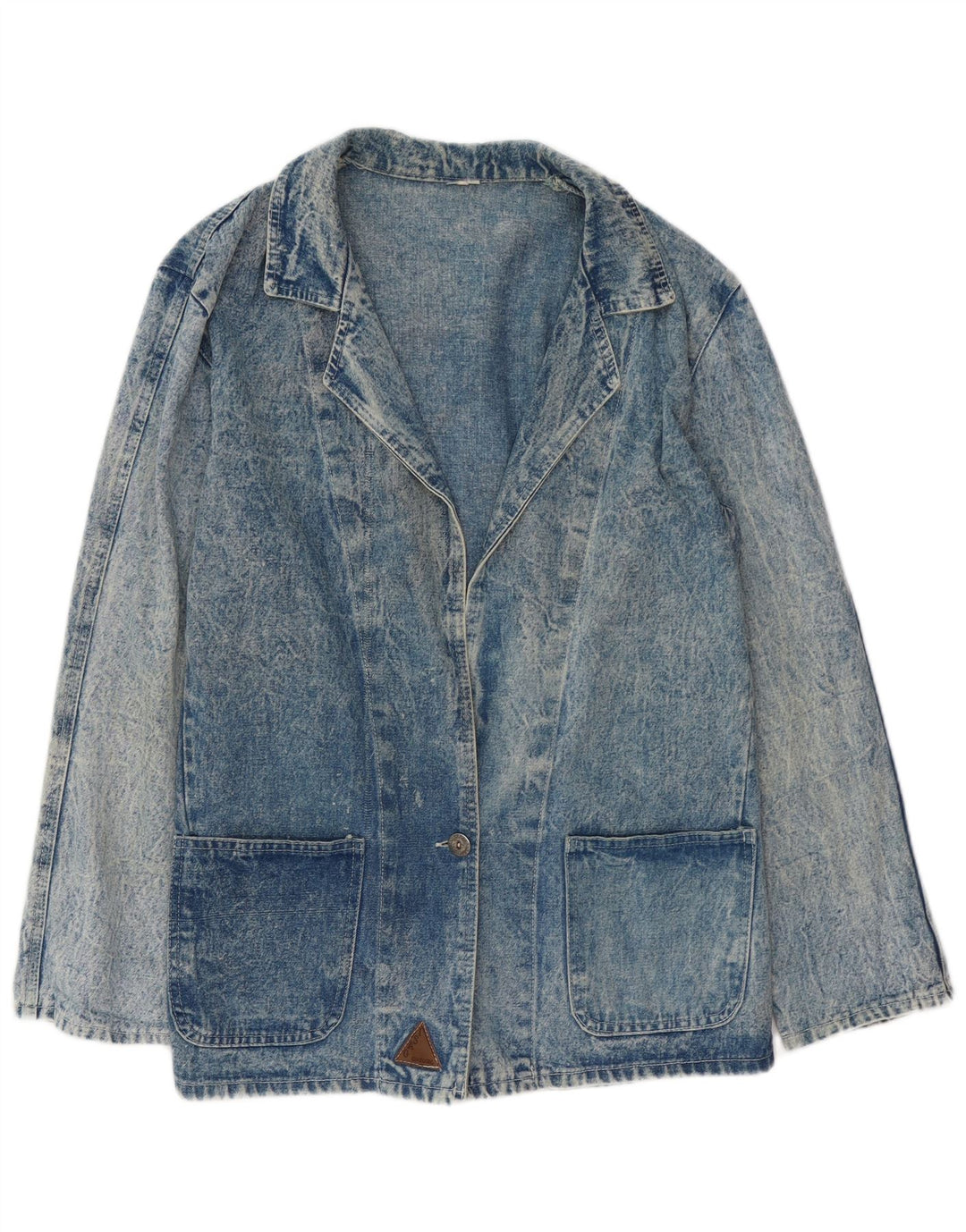 VINTAGE Mujer Denim 1 Botón Blazer Chaqueta Reino Unido 16 Azul Grande