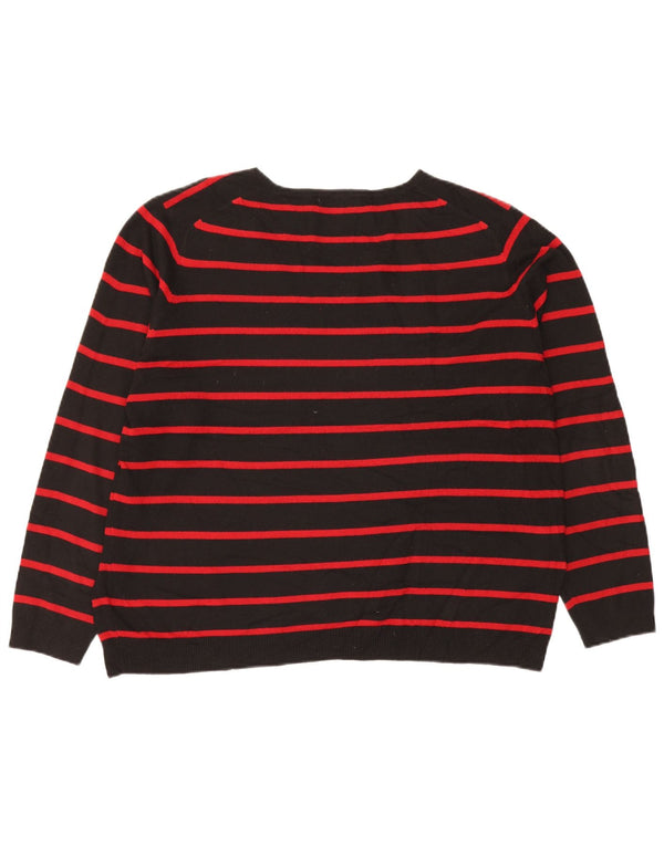 Marks & Spencer Suéter con Cuello en V para Mujer UK 22 2XL Rayas Negras