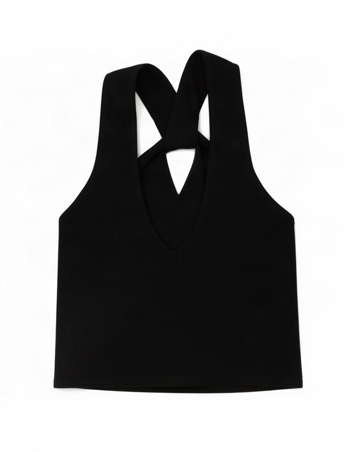 Zara Mujer Crop Halter Top Reino Unido 44 Grande Negro