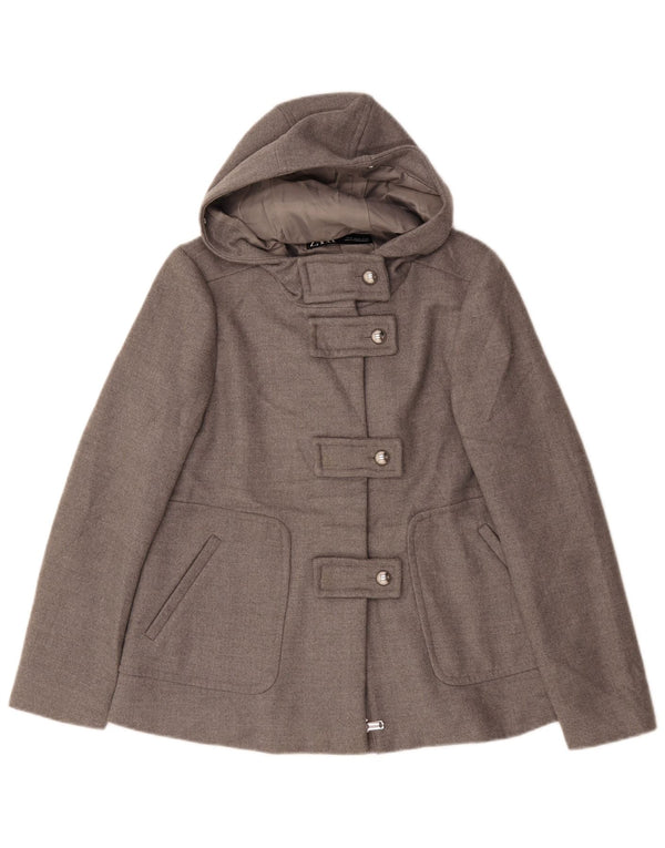 Zara Mujer Chaquetón Holgado Con Capucha UK 6 XS Gris