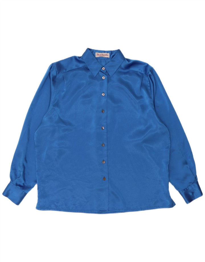 Renato Balestra Blusa camisera extragrande para mujer IT 50 XL Poliéster azul
