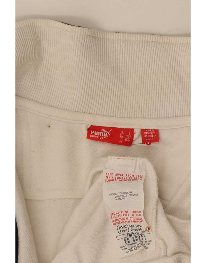 Puma Chaqueta de chándal para hombre, talla grande, algodón blanco con bloques de color