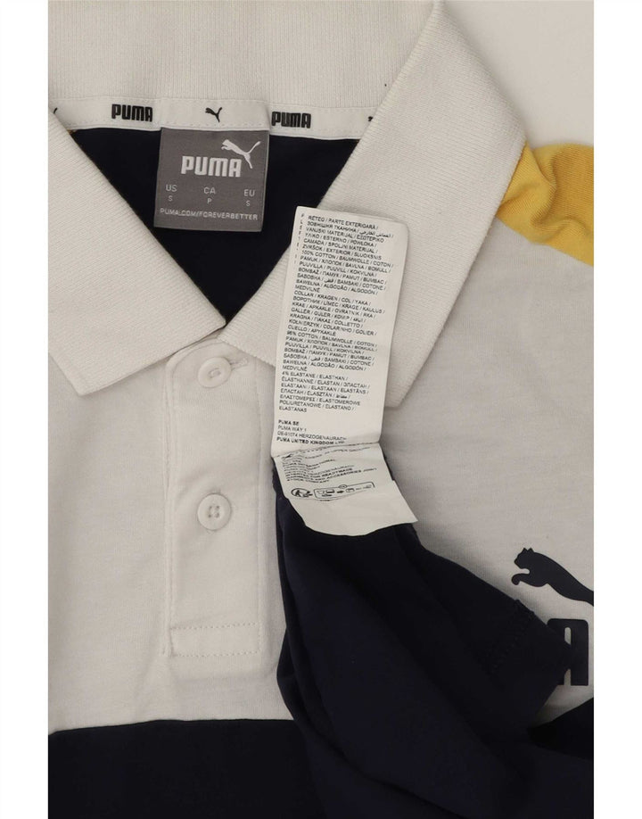 Puma Polo para hombre de algodón color block blanco pequeño