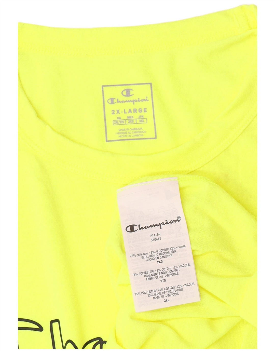 Champion Camiseta gráfica para hombre Top 2XL Poliéster amarillo
