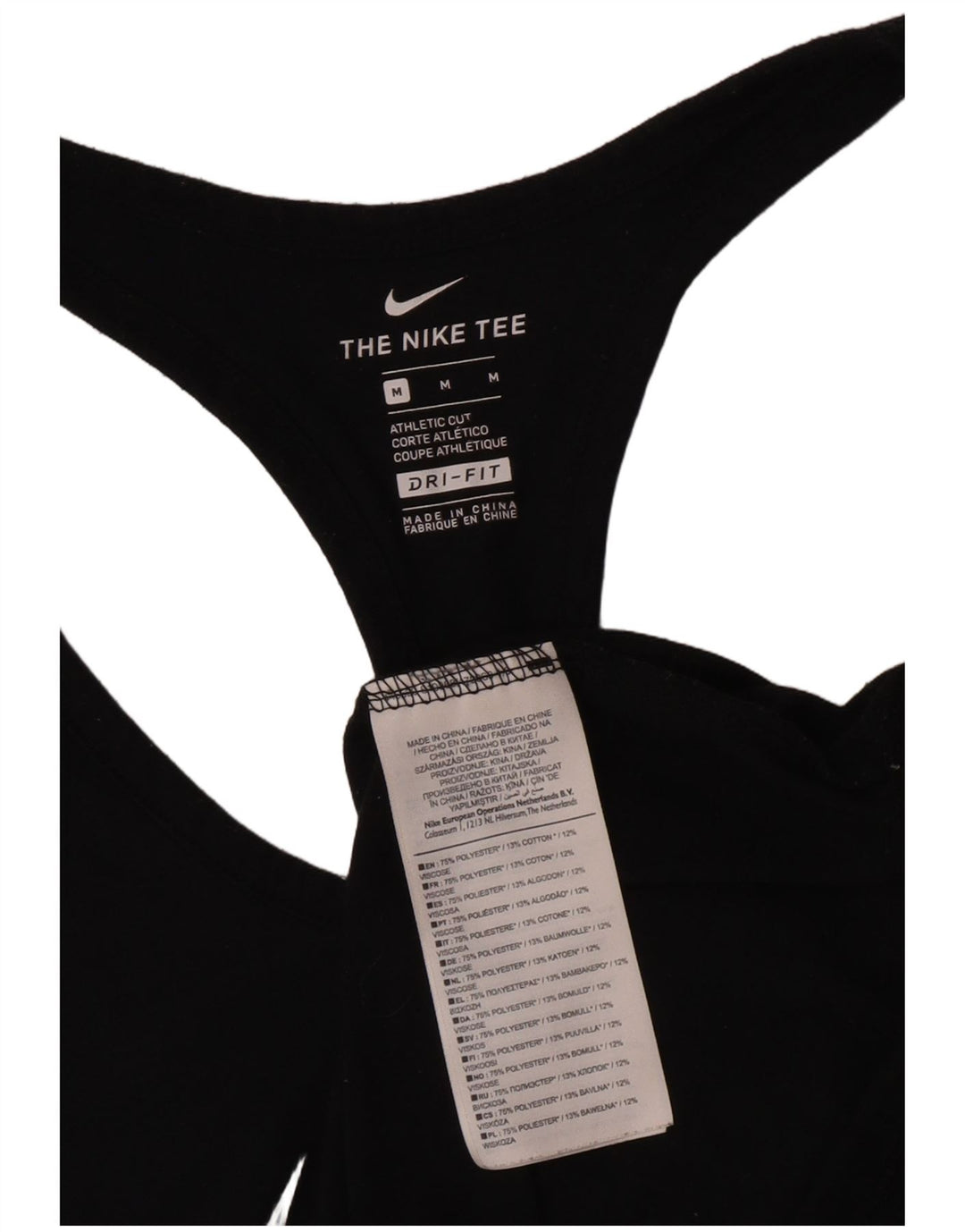 Nike Camiseta sin mangas con gráfico de corte atlético para mujer UK 12 Mediano Negro Poliéster