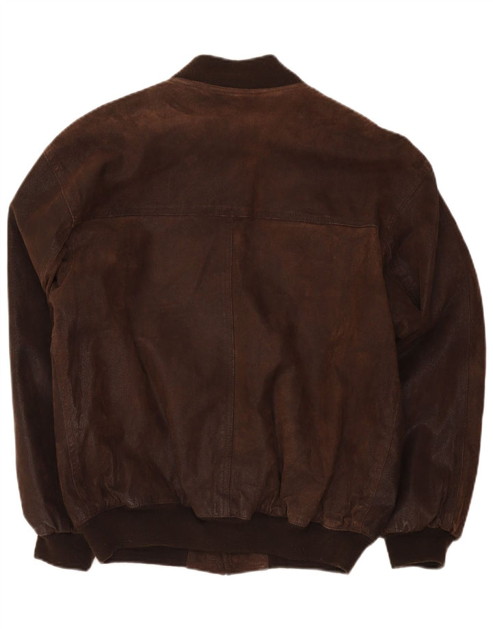 Vintage hombres bombardero chaqueta de cuero IT 48 marrón medio