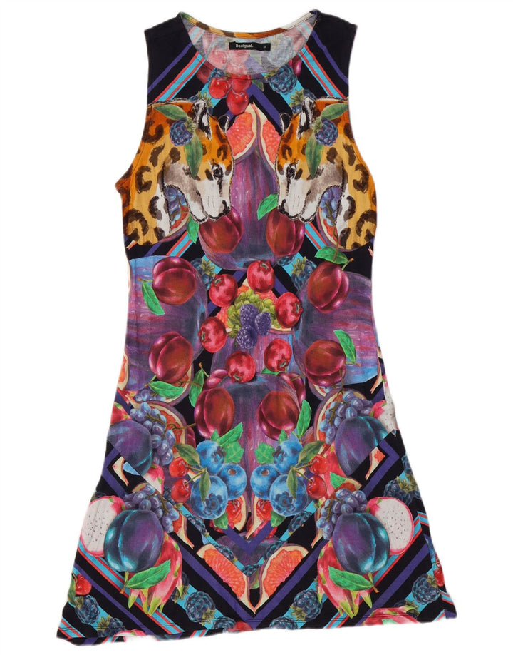 Desigual Vestido Acampanado con Estampado Abstracto para Mujer UK 40 Mediano Multicolor