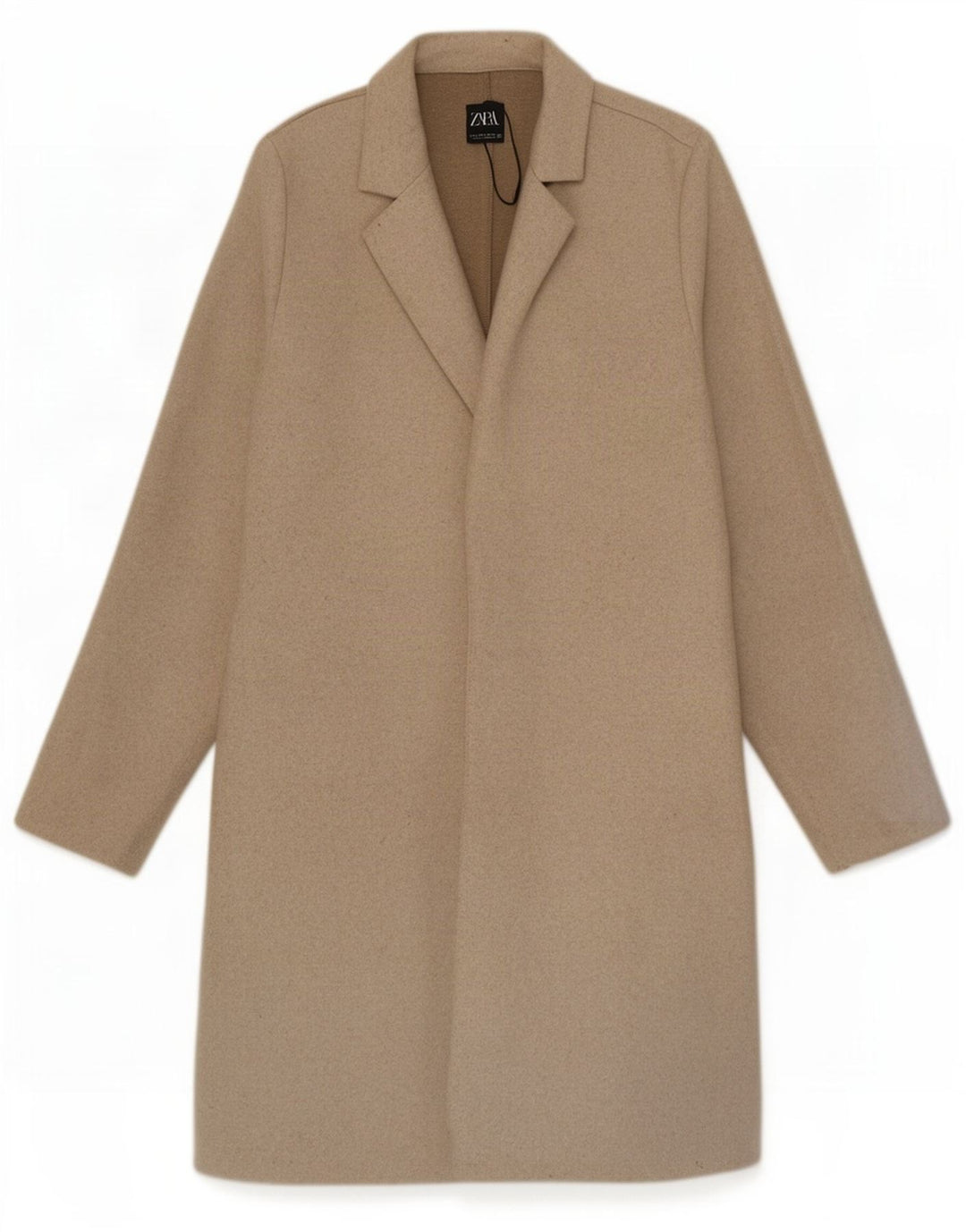 Zara Mujer Abrigo Abierto UK 40 Pequeño Poliéster Beige