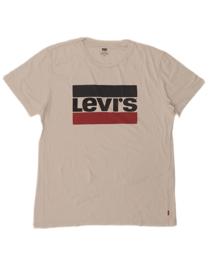 LEVI'S Camiseta gráfica para hombre Top grande de algodón blanco