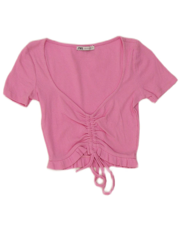 Zara Mujer Crop Top UK 8 Small Rosa