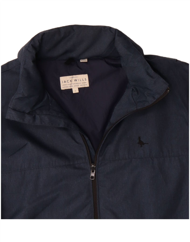 JACK WILLS Chaqueta cortavientos con capucha para hombre UK 40 Large Poliamida azul marino