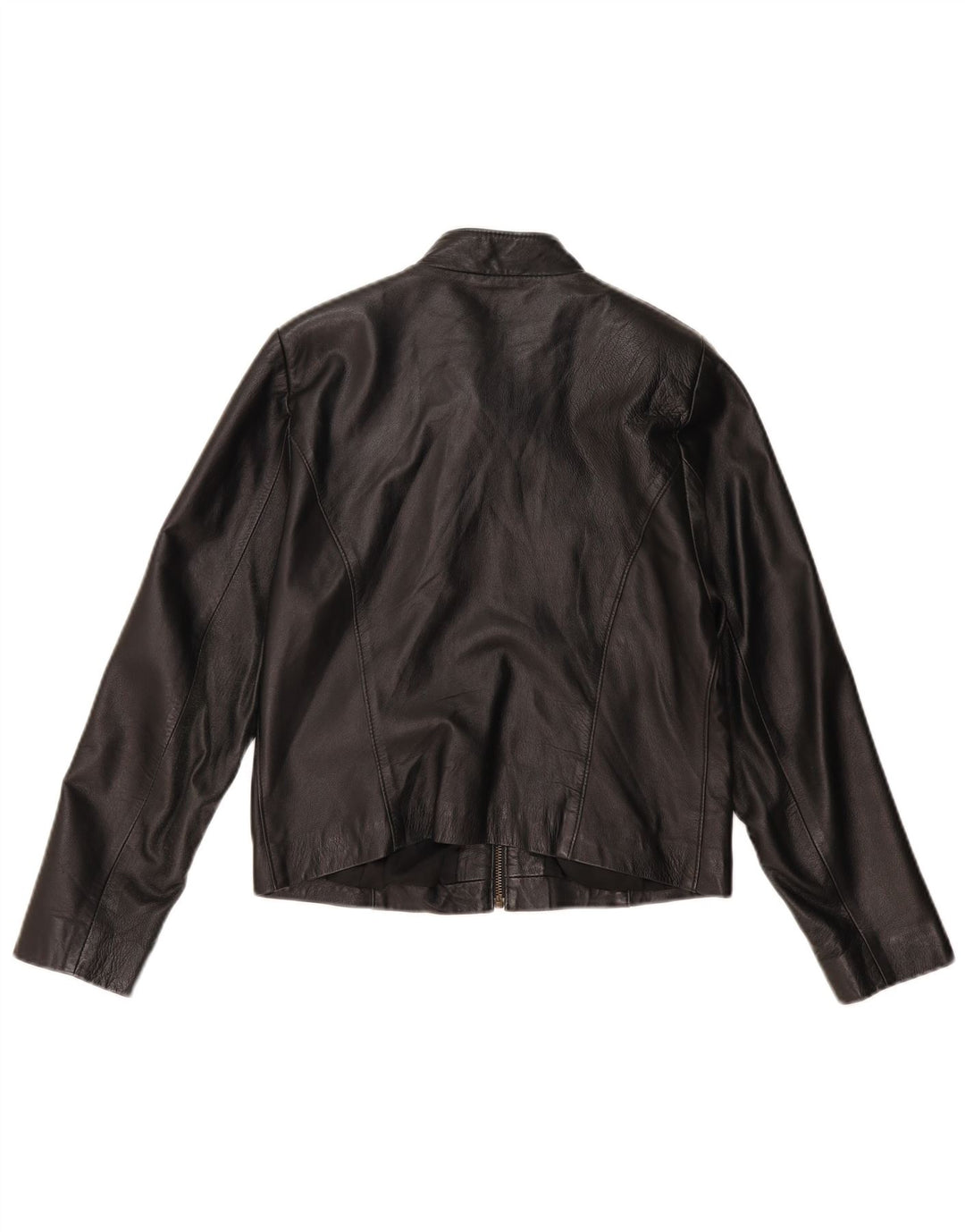 VINTAGE Chaqueta de cuero crop para mujer Reino Unido 14 Cuero negro mediano