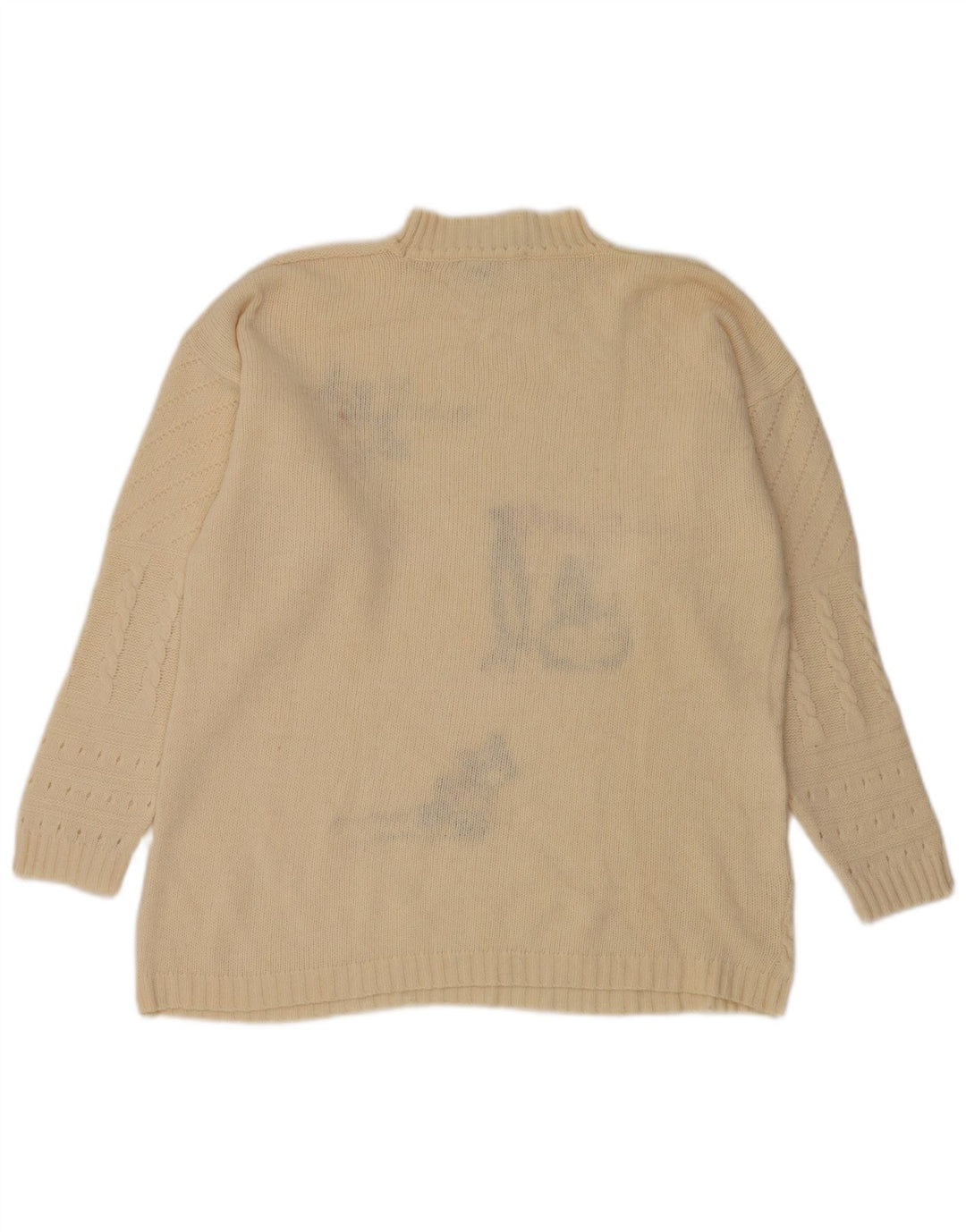 Vintage mujer gráfico tortuga cuello jersey suéter Reino Unido 14 medio blanco apagado