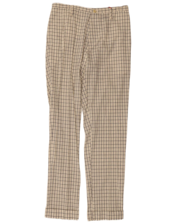 Vintage mujer recto chino pantalones IT 44 Medio W30 L31 Off White Check
