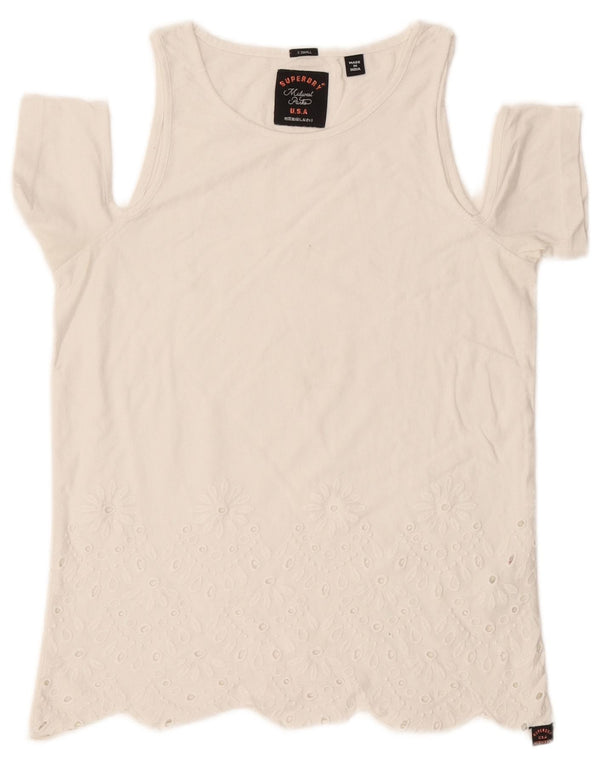 Superdry Camiseta Regular Fit para Mujer UK 6 XS Off White Cotton