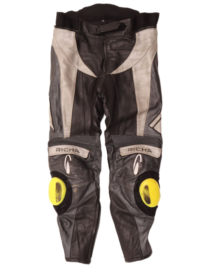 Pantalones de cuero Richa para hombre EU 52 Large W34 L29 Bloque de color negro