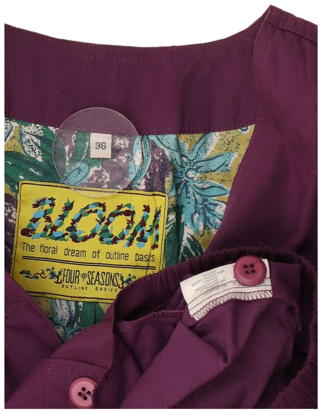 Vintage mujer chaqueta utilitaria de gran tamaño EU 36 pequeño poliéster púrpura