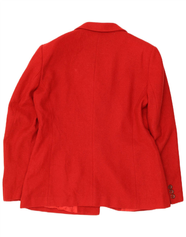 Stefanel Chaqueta Blazer de 3 Botones para Mujer UK 44 Lana Roja Mediana