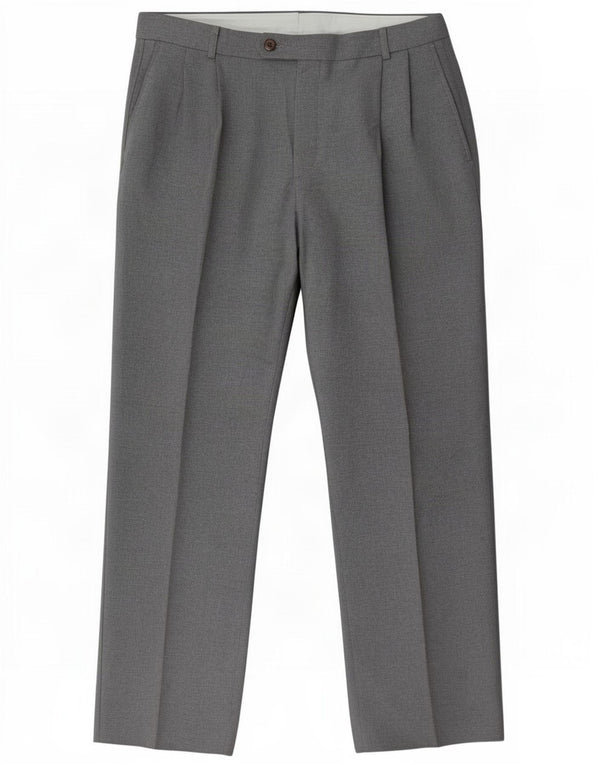 Farah Pantalones de traje con pinzas para hombre W34 L31 Poliéster gris