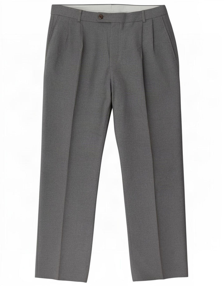 Farah Pantalones de traje con pinzas para hombre W34 L31 Poliéster gris