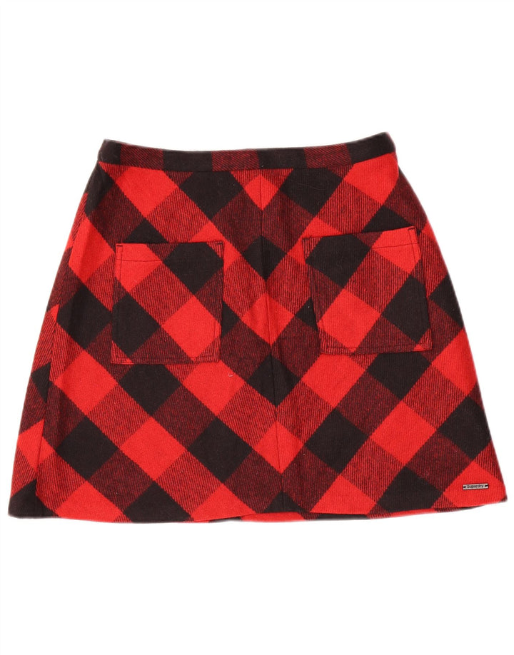 SUPERDRY Minifalda de Mujer Mediana W30 Lana de Cuadros Rojos