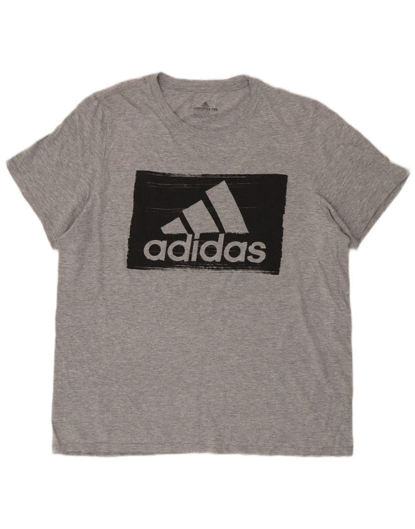 Adidas - Camiseta gráfica para hombre, talla grande, algodón gris