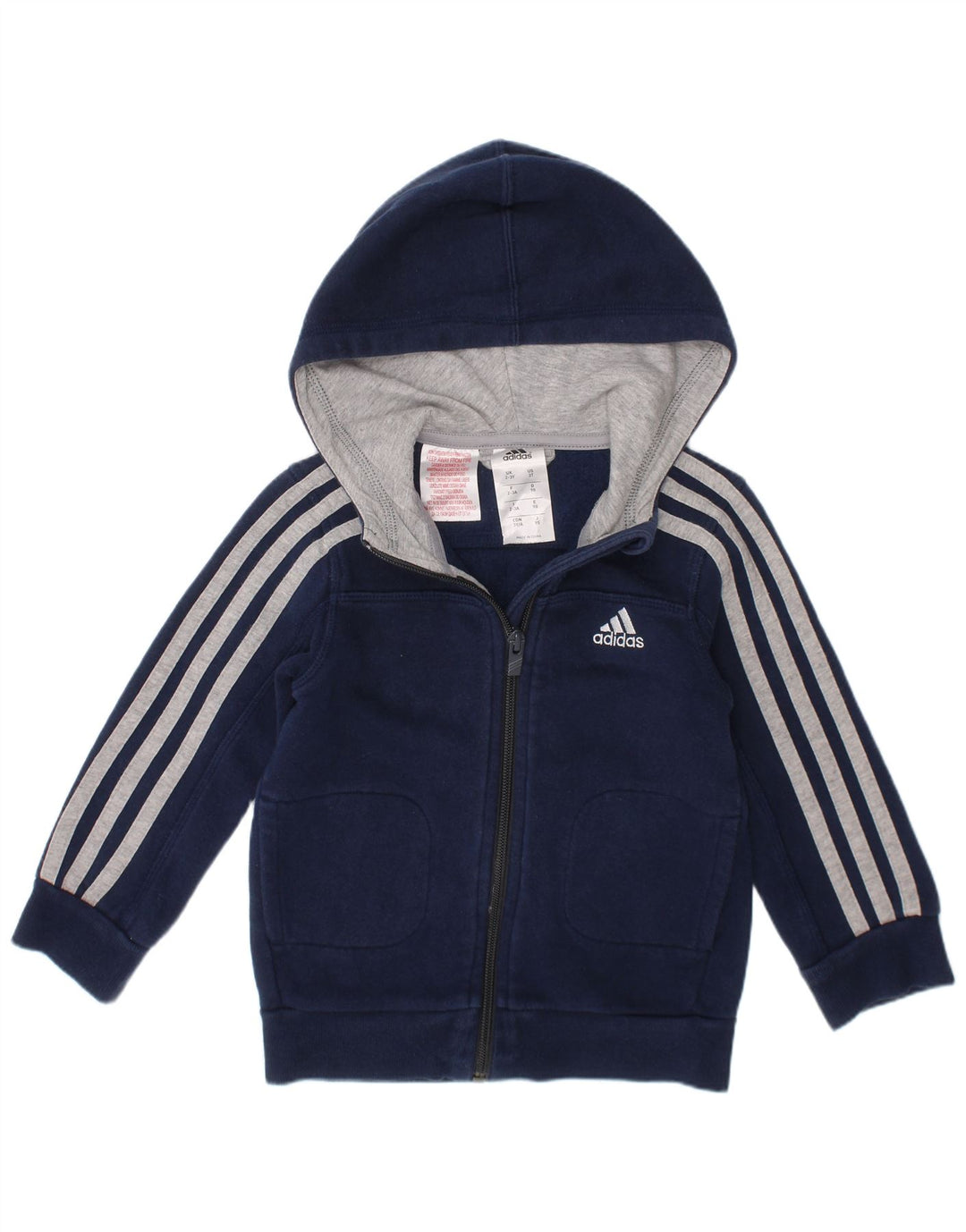 Adidas Sudadera con capucha y cremallera para niños 2-3 años Azul marino Algodón