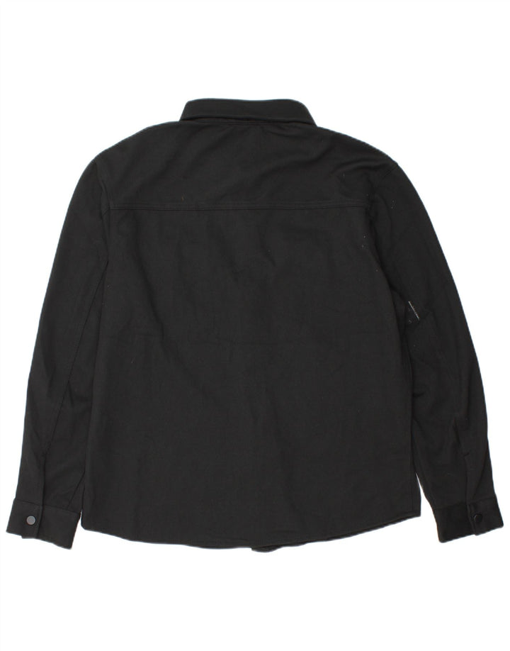 Zara Hombre Camisa Sobrecamisa Grande Poliéster Negro