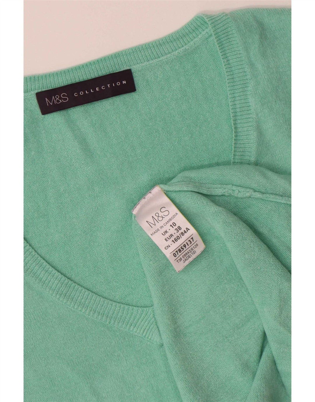 Marks & Spencer Suéter tipo jersey de gran tamaño con cuello en V para mujer UK 10 Small Green