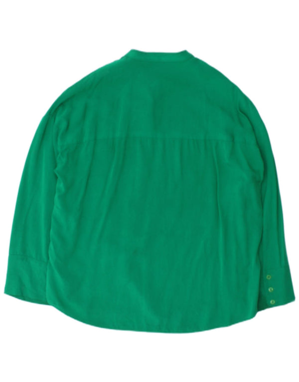 Zara Mujer Blusa Camisera Extragrande UK 10 Small Viscosa Verde