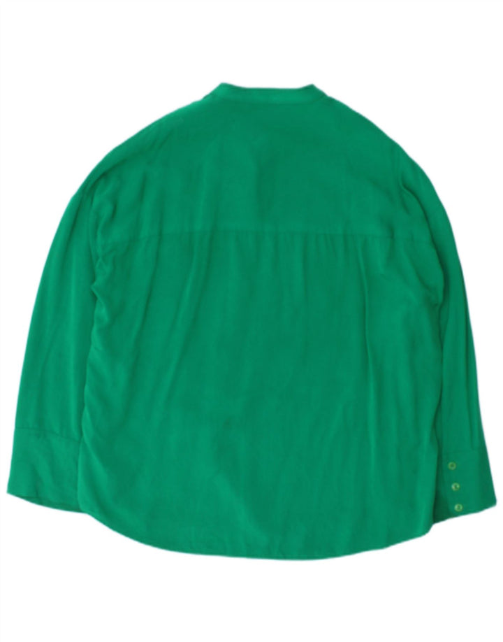 Zara Mujer Blusa Camisera Extragrande UK 10 Small Viscosa Verde