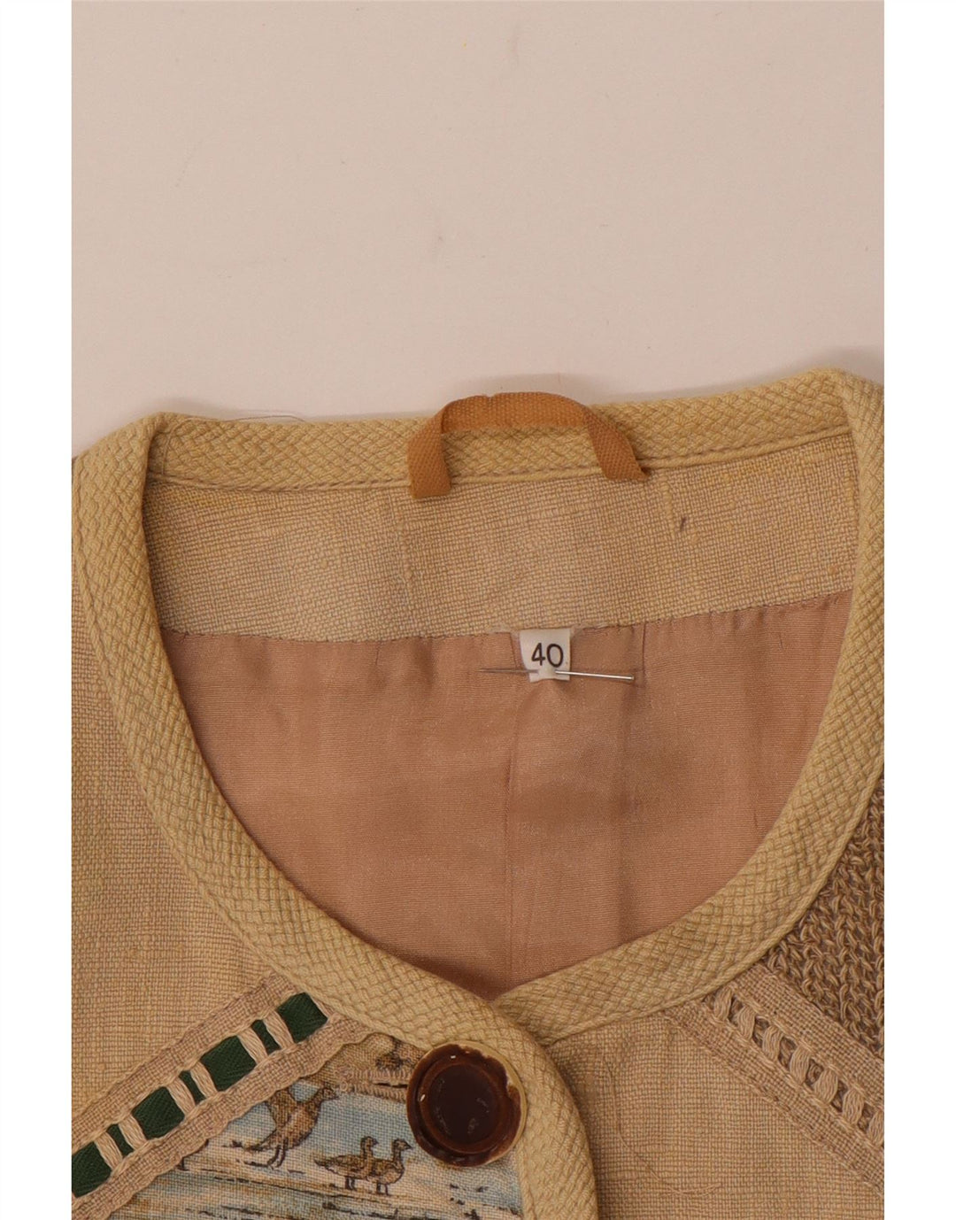 Vintage mujer oversize 5 botones Blazer chaqueta EU 40 medio beige