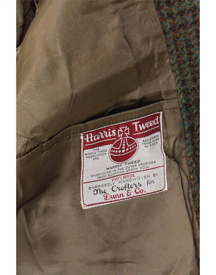 Harris Tweed Chaqueta tipo blazer de 3 botones para hombre UK 38 Medium Khaki Houndstooth