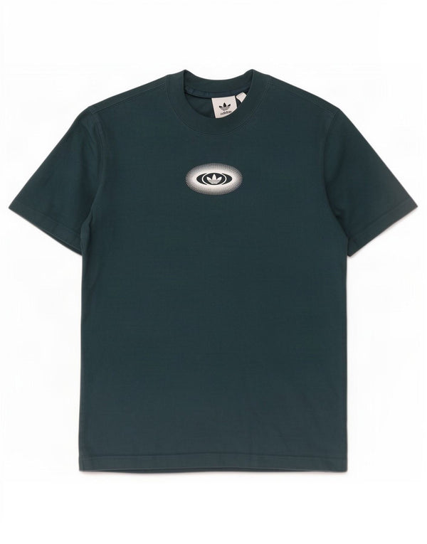 Adidas Hombre Camiseta Gráfica Top Pequeño Algodón Verde