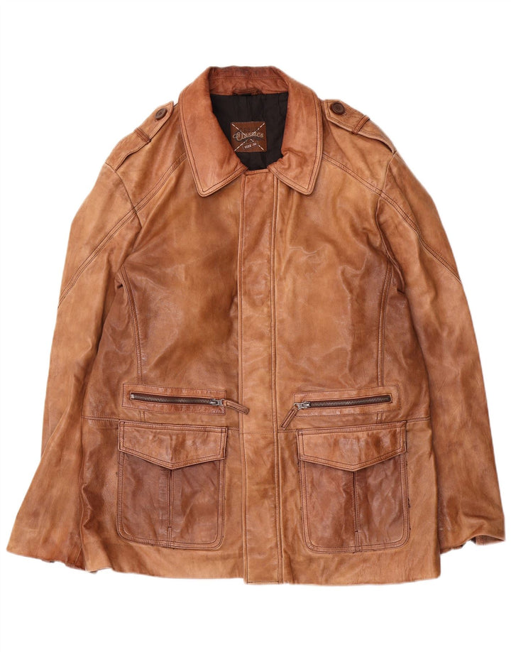 Chaqueta de cuero militar clásica para hombre IT 50 cuero marrón grande