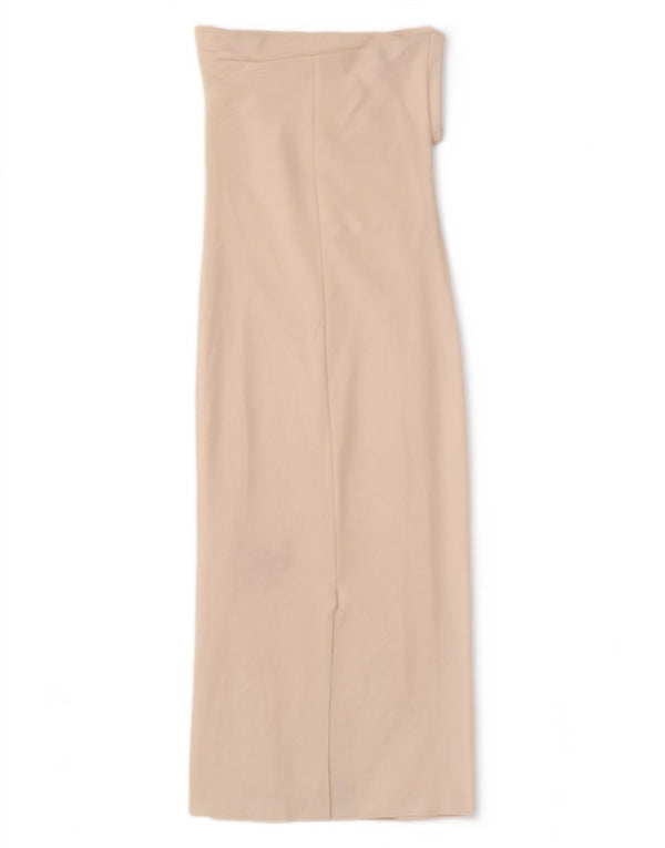 Zara Vestido Sin Tirantes Para Mujer UK 44 Viscosa Blanca Mediana