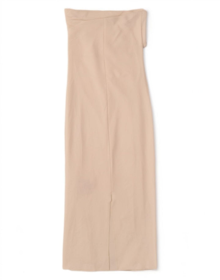 Zara Vestido Sin Tirantes Para Mujer UK 44 Viscosa Blanca Mediana