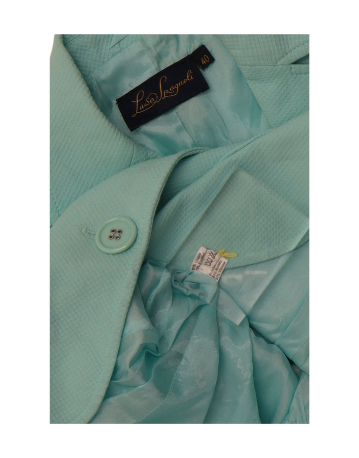 Luisa Spagnoli Chaqueta tipo blazer de 3 botones para mujer IT 40 Small Turquesa Algodón