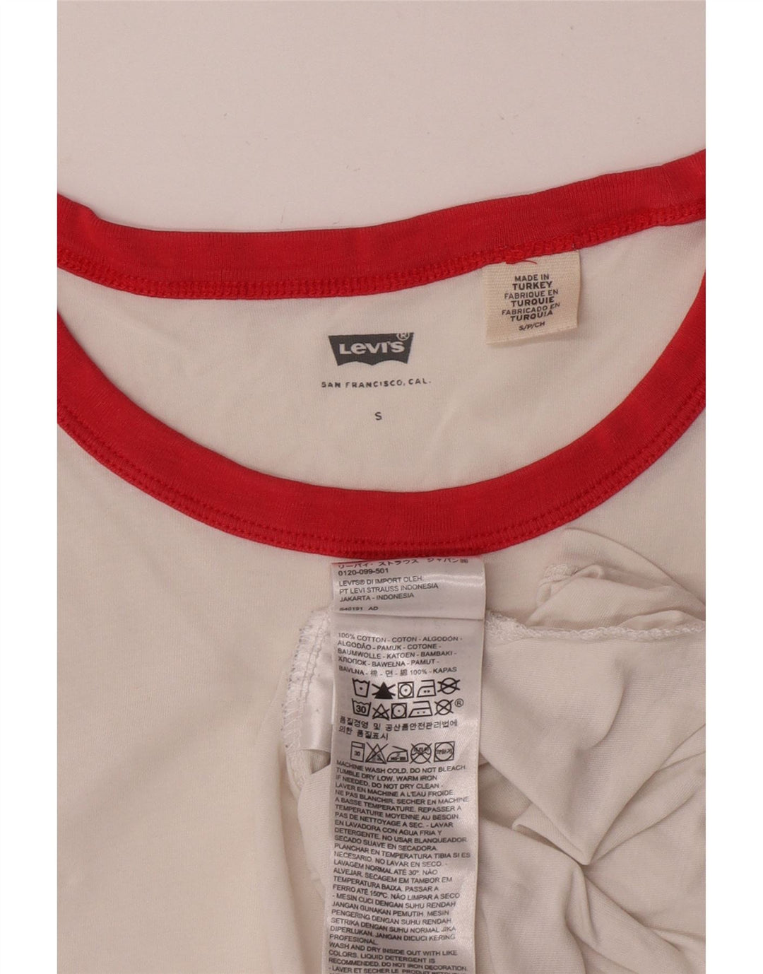 Levi's Camiseta para mujer Top UK 10 Small White Cotton