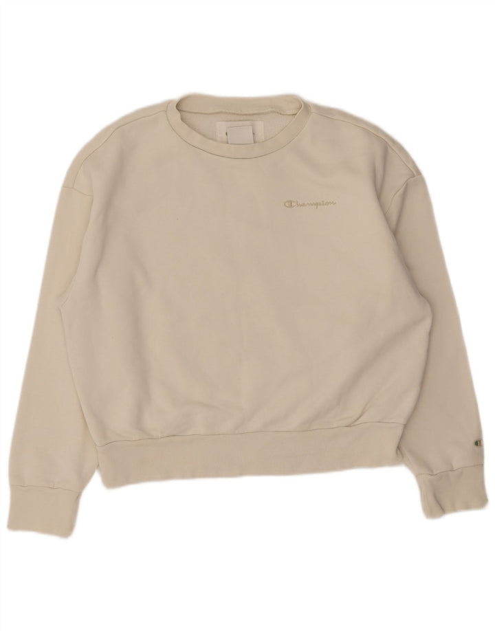 Champion Sudadera extragrande para mujer, talla 48, talla grande, algodón blanco roto
