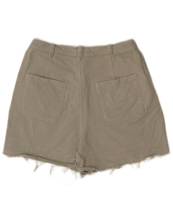 Zara Pantalones cortos chinos de cintura alta para mujer EU 42 Large W32 Verde