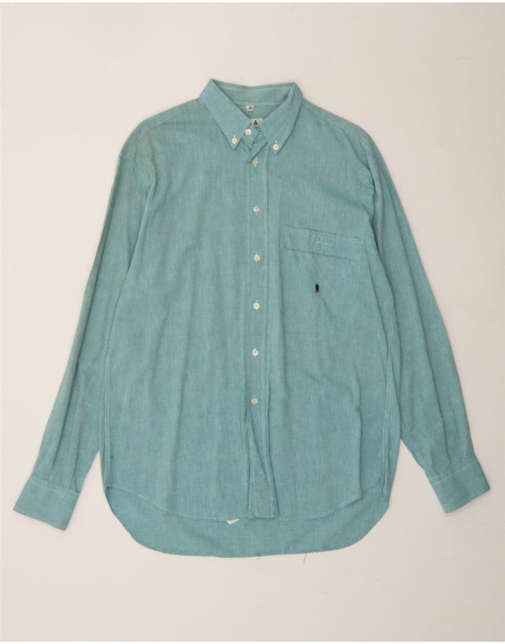 WILSON Mens Shirt Size 40 15 3/4 Medium Turquoise Cotton Vintage Wilson and Second-Hand Wilson from Messina Hembry 